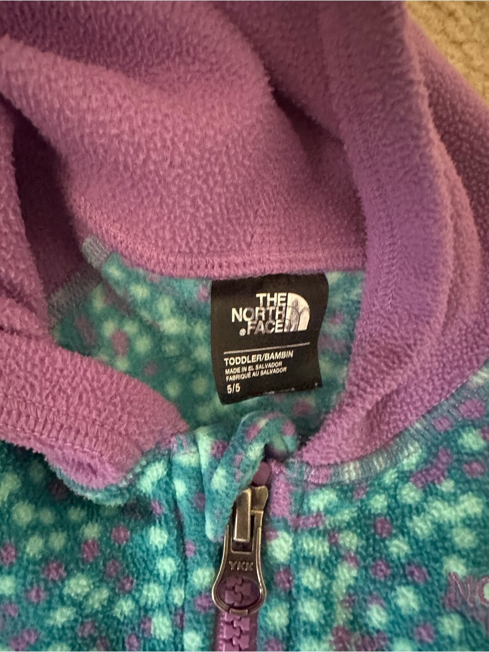 The North Face Toddler Purple & Teal Hooded Fleece Jacket